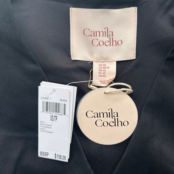 ❌SOLD❌ Camila Coelho Black Faux Leather Pleated Mini Dress Size XS - Picture 10 of 11